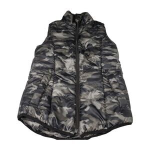 New Directions Desert Camo Gray Print Sleeveless Puffer Jacket S